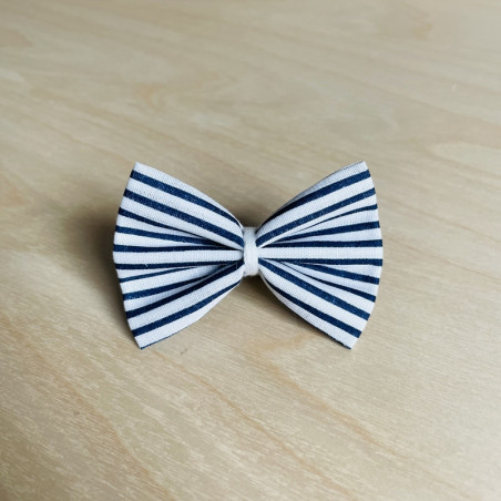 Barrette cheveux fille bleue et blanche à rayures - Sarah