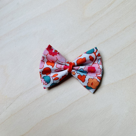Barrette cheveux fille liberty, fleurs, roses, rouge - AVRIL