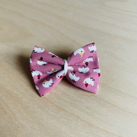 Barrette cheveux fille rose, poule,animaux,cocotte,poulette,printemps,été,
