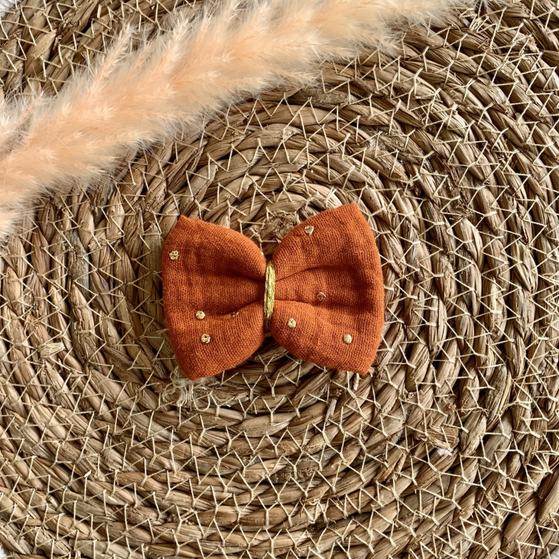 Barrette cheveux fille unie marron - brique- automne