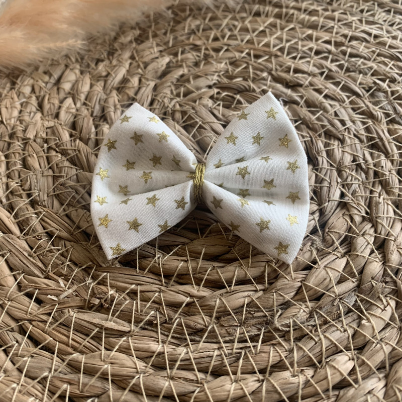 Barrette cheveux fille blanche à étoiles dorées